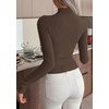 image:imagePRETTYGARDEN Long Sleeve Shirts for Women Fall Fashion 2026 Mock Neck Fitted Ribbed Sweater Tops Casual Basic Winter ClothingBrown