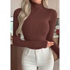 image:imagePRETTYGARDEN Long Sleeve Shirts for Women Fall Fashion 2026 Mock Neck Fitted Ribbed Sweater Tops Casual Basic Winter ClothingCoffee
