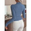 image:imagePRETTYGARDEN Long Sleeve Shirts for Women Fall Fashion 2026 Mock Neck Fitted Ribbed Sweater Tops Casual Basic Winter ClothingDusty Blue