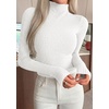 image:imagePRETTYGARDEN Long Sleeve Shirts for Women Fall Fashion 2026 Mock Neck Fitted Ribbed Sweater Tops Casual Basic Winter ClothingWhite