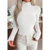 image:imagePRETTYGARDEN Long Sleeve Shirts for Women Fall Fashion 2026 Mock Neck Fitted Ribbed Sweater Tops Casual Basic Winter ClothingWhite