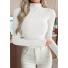 image:imagePRETTYGARDEN Long Sleeve Shirts for Women Fall Fashion 2026 Mock Neck Fitted Ribbed Sweater Tops Casual Basic Winter ClothingWhite