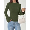 image:imagePRETTYGARDEN Sweaters for Women Lightweight Mock Neck Bell Long Sleeve Fitted Tops Ribbed Pullover 2026 Fall Fashion ClothingArmy Green
