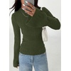 image:imagePRETTYGARDEN Sweaters for Women Lightweight Mock Neck Bell Long Sleeve Fitted Tops Ribbed Pullover 2026 Fall Fashion ClothingArmy Green