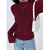 image:imagePRETTYGARDEN Sweaters for Women Lightweight Mock Neck Bell Long Sleeve Fitted Tops Ribbed Pullover 2026 Fall Fashion ClothingBurgundy