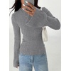 image:imagePRETTYGARDEN Sweaters for Women Lightweight Mock Neck Bell Long Sleeve Fitted Tops Ribbed Pullover 2026 Fall Fashion ClothingGrey