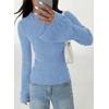 image:imagePRETTYGARDEN Sweaters for Women Lightweight Mock Neck Bell Long Sleeve Fitted Tops Ribbed Pullover 2026 Fall Fashion ClothingLight Blue