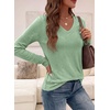 image:imagePRETTYGARDEN Womens Long Sleeve Shirts V Neck Basic Tees  Going Out Tops Soft Comfy Plain TShirts Loose Fit Tunic Blouses Casual Versatile Wear Brunch Outfits 2026 Fall ClothesLight Green