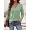 image:imagePRETTYGARDEN Womens Long Sleeve Shirts V Neck Basic Tees  Going Out Tops Soft Comfy Plain TShirts Loose Fit Tunic Blouses Casual Versatile Wear Brunch Outfits 2026 Fall ClothesLight Green