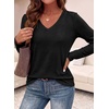 image:imagePRETTYGARDEN Womens Long Sleeve Shirts V Neck Basic Tees  Going Out Tops Soft Comfy Plain TShirts Loose Fit Tunic Blouses Casual Versatile Wear Brunch Outfits 2026 Fall ClothesBlack