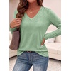 image:imagePRETTYGARDEN Womens Long Sleeve Shirts V Neck Basic Tees  Going Out Tops Soft Comfy Plain TShirts Loose Fit Tunic Blouses Casual Versatile Wear Brunch Outfits 2026 Fall ClothesLight Green