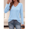 image:imagePRETTYGARDEN Womens Long Sleeve Shirts V Neck Basic Tees  Going Out Tops Soft Comfy Plain TShirts Loose Fit Tunic Blouses Casual Versatile Wear Brunch Outfits 2026 Fall ClothesLight Blue