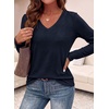 image:imagePRETTYGARDEN Womens Long Sleeve Shirts V Neck Basic Tees  Going Out Tops Soft Comfy Plain TShirts Loose Fit Tunic Blouses Casual Versatile Wear Brunch Outfits 2026 Fall ClothesDark Blue