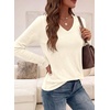 image:imagePRETTYGARDEN Womens Long Sleeve Shirts V Neck Basic Tees  Going Out Tops Soft Comfy Plain TShirts Loose Fit Tunic Blouses Casual Versatile Wear Brunch Outfits 2026 Fall ClothesBeige