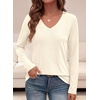 image:imagePRETTYGARDEN Womens Long Sleeve Shirts V Neck Basic Tees  Going Out Tops Soft Comfy Plain TShirts Loose Fit Tunic Blouses Casual Versatile Wear Brunch Outfits 2026 Fall ClothesBeige