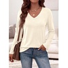 image:imagePRETTYGARDEN Womens Long Sleeve Shirts V Neck Basic Tees  Going Out Tops Soft Comfy Plain TShirts Loose Fit Tunic Blouses Casual Versatile Wear Brunch Outfits 2026 Fall ClothesBeige