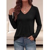 image:imagePRETTYGARDEN Womens Long Sleeve Shirts V Neck Basic Tees  Going Out Tops Soft Comfy Plain TShirts Loose Fit Tunic Blouses Casual Versatile Wear Brunch Outfits 2026 Fall ClothesBlack