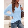 image:imagePRETTYGARDEN Womens Long Sleeve Shirts V Neck Basic Tees  Going Out Tops Soft Comfy Plain TShirts Loose Fit Tunic Blouses Casual Versatile Wear Brunch Outfits 2026 Fall ClothesLight Blue