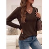 image:imagePRETTYGARDEN Womens Long Sleeve Shirts V Neck Basic Tees  Going Out Tops Soft Comfy Plain TShirts Loose Fit Tunic Blouses Casual Versatile Wear Brunch Outfits 2026 Fall ClothesDark Brown