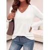 image:imagePRETTYGARDEN Womens Long Sleeve Shirts V Neck Basic Tees  Going Out Tops Soft Comfy Plain TShirts Loose Fit Tunic Blouses Casual Versatile Wear Brunch Outfits 2026 Fall ClothesWhite