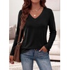 image:imagePRETTYGARDEN Womens Long Sleeve Shirts V Neck Basic Tees  Going Out Tops Soft Comfy Plain TShirts Loose Fit Tunic Blouses Casual Versatile Wear Brunch Outfits 2026 Fall ClothesBlack