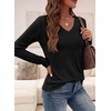 image:imagePRETTYGARDEN Womens Long Sleeve Shirts V Neck Basic Tees  Going Out Tops Soft Comfy Plain TShirts Loose Fit Tunic Blouses Casual Versatile Wear Brunch Outfits 2026 Fall ClothesBlack