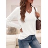 image:imagePRETTYGARDEN Womens Long Sleeve Shirts V Neck Basic Tees  Going Out Tops Soft Comfy Plain TShirts Loose Fit Tunic Blouses Casual Versatile Wear Brunch Outfits 2026 Fall ClothesWhite