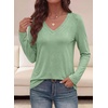 image:imagePRETTYGARDEN Womens Long Sleeve Shirts V Neck Basic Tees  Going Out Tops Soft Comfy Plain TShirts Loose Fit Tunic Blouses Casual Versatile Wear Brunch Outfits 2026 Fall ClothesLight Green