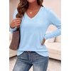 image:imagePRETTYGARDEN Womens Long Sleeve Shirts V Neck Basic Tees  Going Out Tops Soft Comfy Plain TShirts Loose Fit Tunic Blouses Casual Versatile Wear Brunch Outfits 2026 Fall ClothesLight Blue