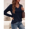 image:imagePRETTYGARDEN Womens Long Sleeve Shirts V Neck Basic Tees  Going Out Tops Soft Comfy Plain TShirts Loose Fit Tunic Blouses Casual Versatile Wear Brunch Outfits 2026 Fall ClothesDark Blue