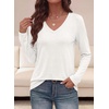 image:imagePRETTYGARDEN Womens Long Sleeve Shirts V Neck Basic Tees  Going Out Tops Soft Comfy Plain TShirts Loose Fit Tunic Blouses Casual Versatile Wear Brunch Outfits 2026 Fall ClothesWhite