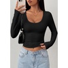 image:imagePRETTYGARDEN Womens Long Sleeve Tops 2026 Casual Scoop Neck Basic Tees Slim Fitted Tshirts Layer Knit Fall OutfitsBlack