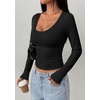 image:imagePRETTYGARDEN Womens Long Sleeve Tops 2026 Casual Scoop Neck Basic Tees Slim Fitted Tshirts Layer Knit Fall OutfitsBlack