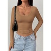 image:imagePRETTYGARDEN Womens Long Sleeve Tops 2026 Casual Scoop Neck Basic Tees Slim Fitted Tshirts Layer Knit Fall OutfitsKhaki