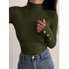 image:imagePRETTYGARDEN Womens Ribbed Mock Neck Long Sleeve Tops  Slim Fitted TShirts Soft Stretch Decorative Buttons Going Out Work Casual Wear Fall Outfits Layering Winter ClothesArmy Green