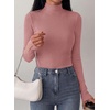 image:imagePRETTYGARDEN Womens Ribbed Mock Neck Long Sleeve Tops  Slim Fitted TShirts Soft Stretch Decorative Buttons Going Out Work Casual Wear Fall Outfits Layering Winter ClothesPink