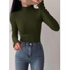 image:imagePRETTYGARDEN Womens Ribbed Mock Neck Long Sleeve Tops  Slim Fitted TShirts Soft Stretch Decorative Buttons Going Out Work Casual Wear Fall Outfits Layering Winter ClothesArmy Green