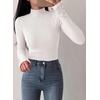 image:imagePRETTYGARDEN Womens Ribbed Mock Neck Long Sleeve Tops  Slim Fitted TShirts Soft Stretch Decorative Buttons Going Out Work Casual Wear Fall Outfits Layering Winter ClothesWhite