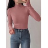 image:imagePRETTYGARDEN Womens Ribbed Mock Neck Long Sleeve Tops  Slim Fitted TShirts Soft Stretch Decorative Buttons Going Out Work Casual Wear Fall Outfits Layering Winter ClothesPink