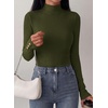 image:imagePRETTYGARDEN Womens Ribbed Mock Neck Long Sleeve Tops  Slim Fitted TShirts Soft Stretch Decorative Buttons Going Out Work Casual Wear Fall Outfits Layering Winter ClothesArmy Green