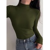 image:imagePRETTYGARDEN Womens Ribbed Mock Neck Long Sleeve Tops  Slim Fitted TShirts Soft Stretch Decorative Buttons Going Out Work Casual Wear Fall Outfits Layering Winter ClothesArmy Green
