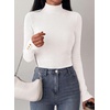 image:imagePRETTYGARDEN Womens Ribbed Mock Neck Long Sleeve Tops  Slim Fitted TShirts Soft Stretch Decorative Buttons Going Out Work Casual Wear Fall Outfits Layering Winter ClothesWhite