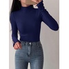 image:imagePRETTYGARDEN Womens Ribbed Mock Neck Long Sleeve Tops  Slim Fitted TShirts Soft Stretch Decorative Buttons Going Out Work Casual Wear Fall Outfits Layering Winter ClothesNavy Blue