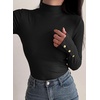 image:imagePRETTYGARDEN Womens Ribbed Mock Neck Long Sleeve Tops  Slim Fitted TShirts Soft Stretch Decorative Buttons Going Out Work Casual Wear Fall Outfits Layering Winter ClothesBlack