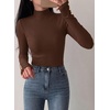 image:imagePRETTYGARDEN Womens Ribbed Mock Neck Long Sleeve Tops  Slim Fitted TShirts Soft Stretch Decorative Buttons Going Out Work Casual Wear Fall Outfits Layering Winter ClothesBrown