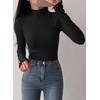 image:imagePRETTYGARDEN Womens Ribbed Mock Neck Long Sleeve Tops  Slim Fitted TShirts Soft Stretch Decorative Buttons Going Out Work Casual Wear Fall Outfits Layering Winter ClothesBlack