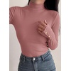 image:imagePRETTYGARDEN Womens Ribbed Mock Neck Long Sleeve Tops  Slim Fitted TShirts Soft Stretch Decorative Buttons Going Out Work Casual Wear Fall Outfits Layering Winter ClothesPink