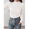 image:imagePRETTYGARDEN Womens Ribbed Mock Neck Long Sleeve Tops  Slim Fitted TShirts Soft Stretch Decorative Buttons Going Out Work Casual Wear Fall Outfits Layering Winter ClothesWhite