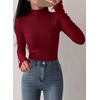 image:imagePRETTYGARDEN Womens Ribbed Mock Neck Long Sleeve Tops  Slim Fitted TShirts Soft Stretch Decorative Buttons Going Out Work Casual Wear Fall Outfits Layering Winter ClothesBurgundy