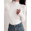 image:imagePRETTYGARDEN Womens Ribbed Mock Neck Long Sleeve Tops  Slim Fitted TShirts Soft Stretch Decorative Buttons Going Out Work Casual Wear Fall Outfits Layering Winter ClothesWhite